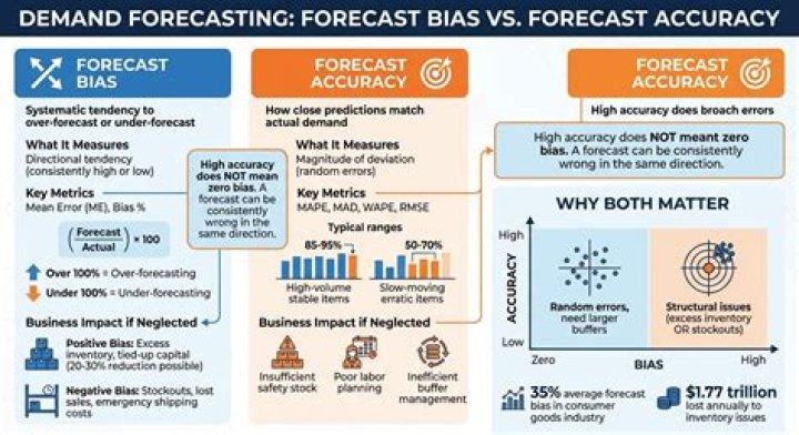 What is the difference between forecast accuracy and bias