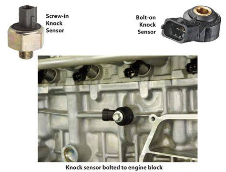 Where is the knock sensor on a car?