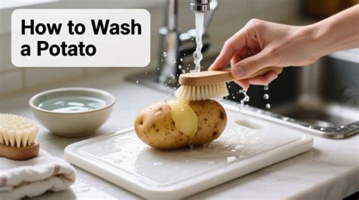 Why is a brush needed to wash potatoes?